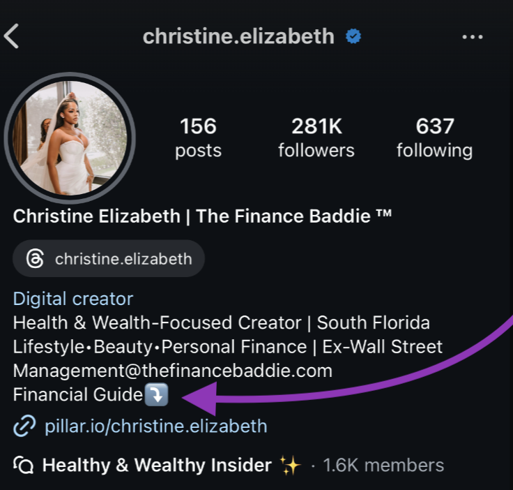 Christine uses the Creator Store Platform Pillar.io to monetize her Instagram following via Digital Products and Online Courses